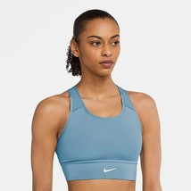 Nike Women&#39;s Swoosh Longline Athletic Sports Bra CZ4496-494 Blue Size S ... - £30.26 GBP