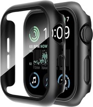 2 Pack Case Built in Glass Screen Protector Compatible with iWatch (44mm,Black) - £7.78 GBP