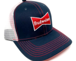 BUDWEISER NAVY BLUE WHITE MESH TRUCKER SNAPBACK HAT CAP ADJUSTABLE CURVE... - $15.15