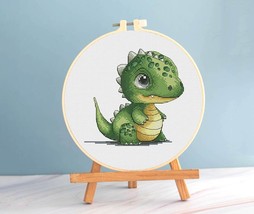 Dinosaur Cross stitch baby pattern pdf - Cute Dino cross stitch little dinosaur  - £5.09 GBP