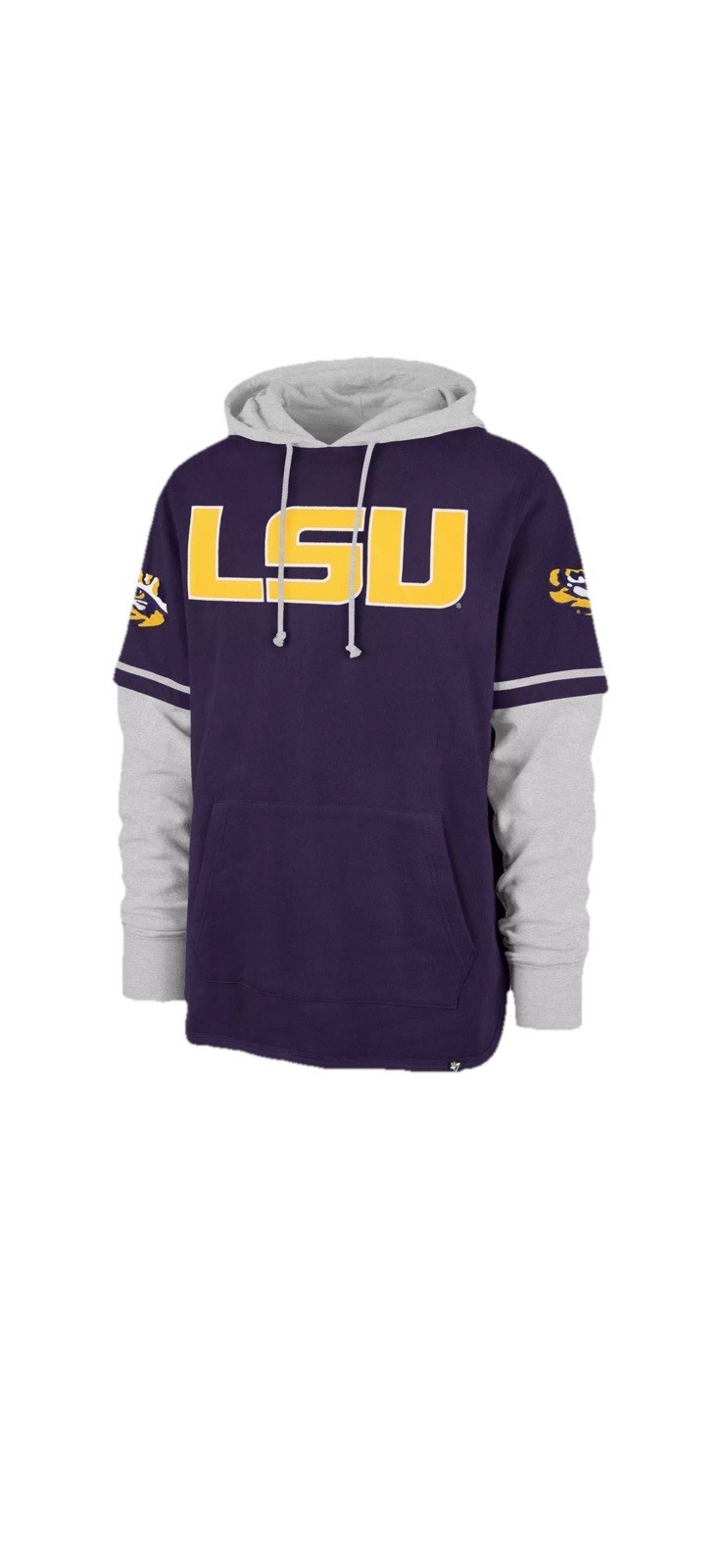 '47 Adult LSU Tigers Gray Purple Trifecta Pullover Hoodie NCAA Size XL Pocket Item image 3
