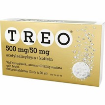 Treo 500 mg/50 mg  Acetylsalicylic Acid and Caffeine 60 Effervescent Tab... - £26.43 GBP