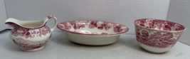 Enoch Woods Ware English Scenery Bowls &amp; Gravy/ Cream Pink, Red Transfer... - €24,35 EUR