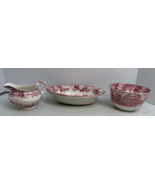 Enoch Woods Ware English Scenery Bowls &amp; Gravy/ Cream Pink, Red Transfer... - €24,35 EUR