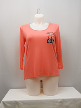Bella Ladies Womens Knit Top Geometric Back Insert Coral Size 2XL - £19.61 GBP
