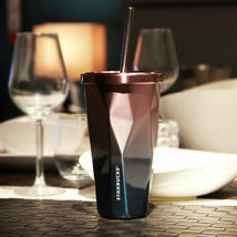 Starbucks Golden Stainless Steel Cold Cup Tumbler Travel Straw powder-coated - £26.73 GBP