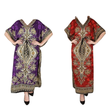 Women Polyester Long Kaftan  Floral Maxi Maternity Night Ethnic Dress Night 2Pcs - £17.51 GBP