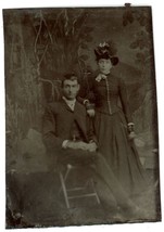 CIRCA 1860&#39;S 1/6 Plate TINTYPE Stunning Couple Wearing Victorian Era Clothing - £12.48 GBP