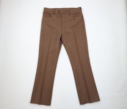 Vintage 70s Wrangler Mens 36x32 Faded Knit Wide Leg Bell Bottoms Pants Brown USA - £59.39 GBP