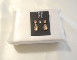 I.N.C. 1.25&quot; Gold Topaz Colored Stone Teardrop Dangle Drop Earrings M762 - £7.39 GBP