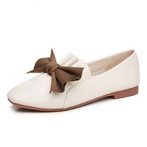 N flat shoe elegant bow knot shallow low heeled sandals 2021 korean slippers square toe thumb200