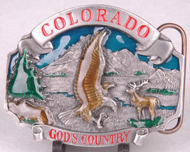 SISKIYOU Belt Buckle-Colorado God&#39;s Country-Eagle-Pewter/Enamal-P-43-1993-Eagle - £33.62 GBP