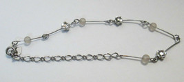 Estate Find Signed COOEE Bracelet Silver Tone Daisy Flowers and Beads 9&quot; - £9.50 GBP