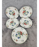 Set Of 5 QUADRIFOGLIO ITALY Provincial Plate Orange Poppy Blue Flowers 7... - $31.98