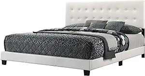 Glory Furniture Caldwell Faux Leather Panel King Bed in White - $439.99
