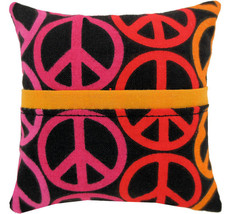 Tooth Fairy Pillow, Black, Peace Sign Print Fabric, Orange Bias Tape Tri... - $4.95