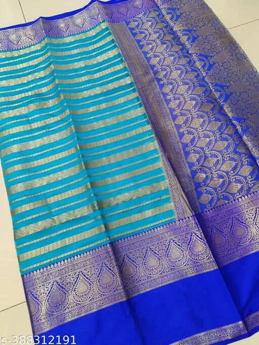 SAREE INDIAN WEDDING PARTY WEAR PAKISTANI DESIGNER KANJEEVARAM SILK SARI
