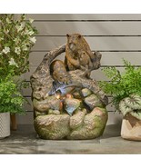 Outdoor Bear Family Fountain, Light Brown And Moss - £91.09 GBP