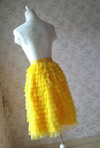 Yellow Knee Length Tiered Tulle Skirt Women Plus Size A-line Tulle Skirt image 7