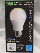 Simply Conserve 9W WiFi &amp; BLE Enabled A19 Smart Light Bulb - $6.92