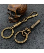 High Quality Handmade Solid Brass Keychain Men Retro Pure Copper Waist H... - $875.62 MXN