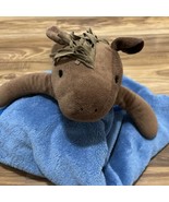 Mud Pie Blue Fleece Brown Horse Baby Blanket Plush Horse Head and Feet 3... - £17.93 GBP