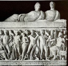 1927 Attic Sarchopgaus Achilles On Skyros Antique Print Ephemera DWM7D - $7.05 CAD