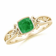 Authenticity Guarantee 
ANGARA Vintage Style Cushion Emerald Solitaire Ring f... - £547.34 GBP