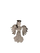 Miniature Clear Glass Christmas Angel Praying Halo Gold Trim Ornament 2&quot;... - $11.88