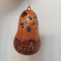 Lucuma Gourd Ornament, Dragonfly Design, Handmade In Peru, natural, fair trade image 4