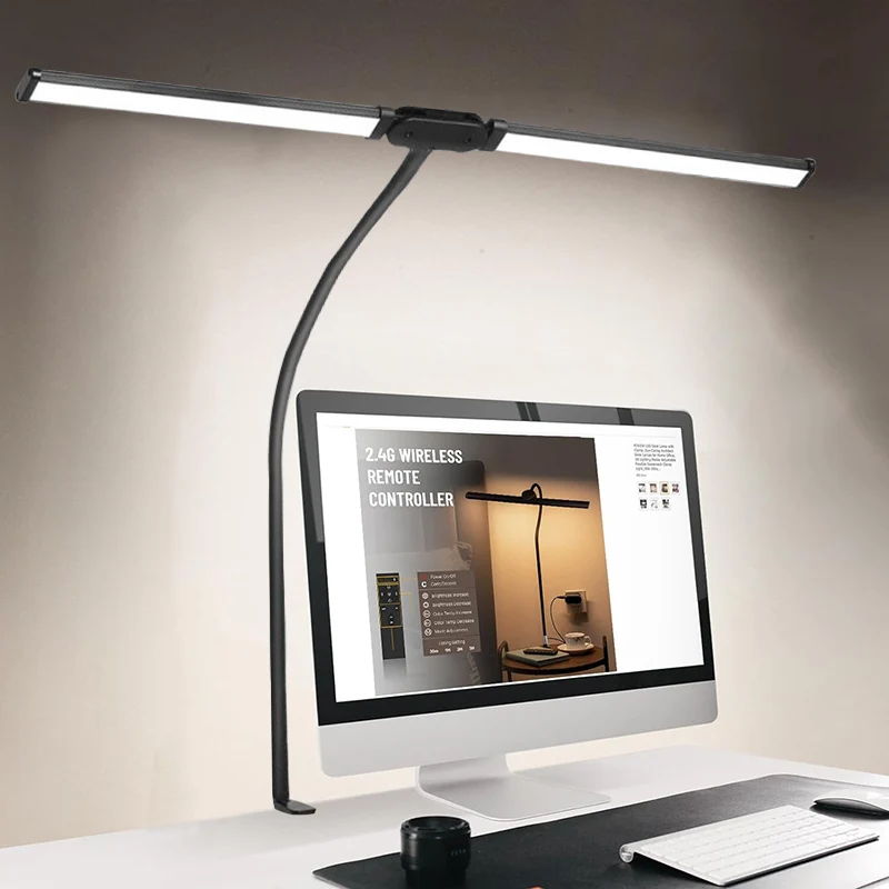 Double/Single Head LED Desk Lamp Dimmable Clip On USB Reading Table Light 3 - $23.10+