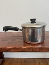 Vintage Retro 1801 Revere Ware 3 Quart Qt Pot Saucepan Pan Copper Bottom Lid - $37.61