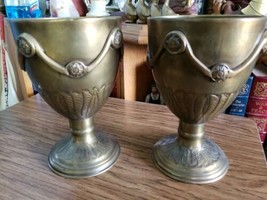 2 Decorative Crafts Inc Large Brass Planter Vintage Pots Goblets Chalices 3381 - £218.89 GBP