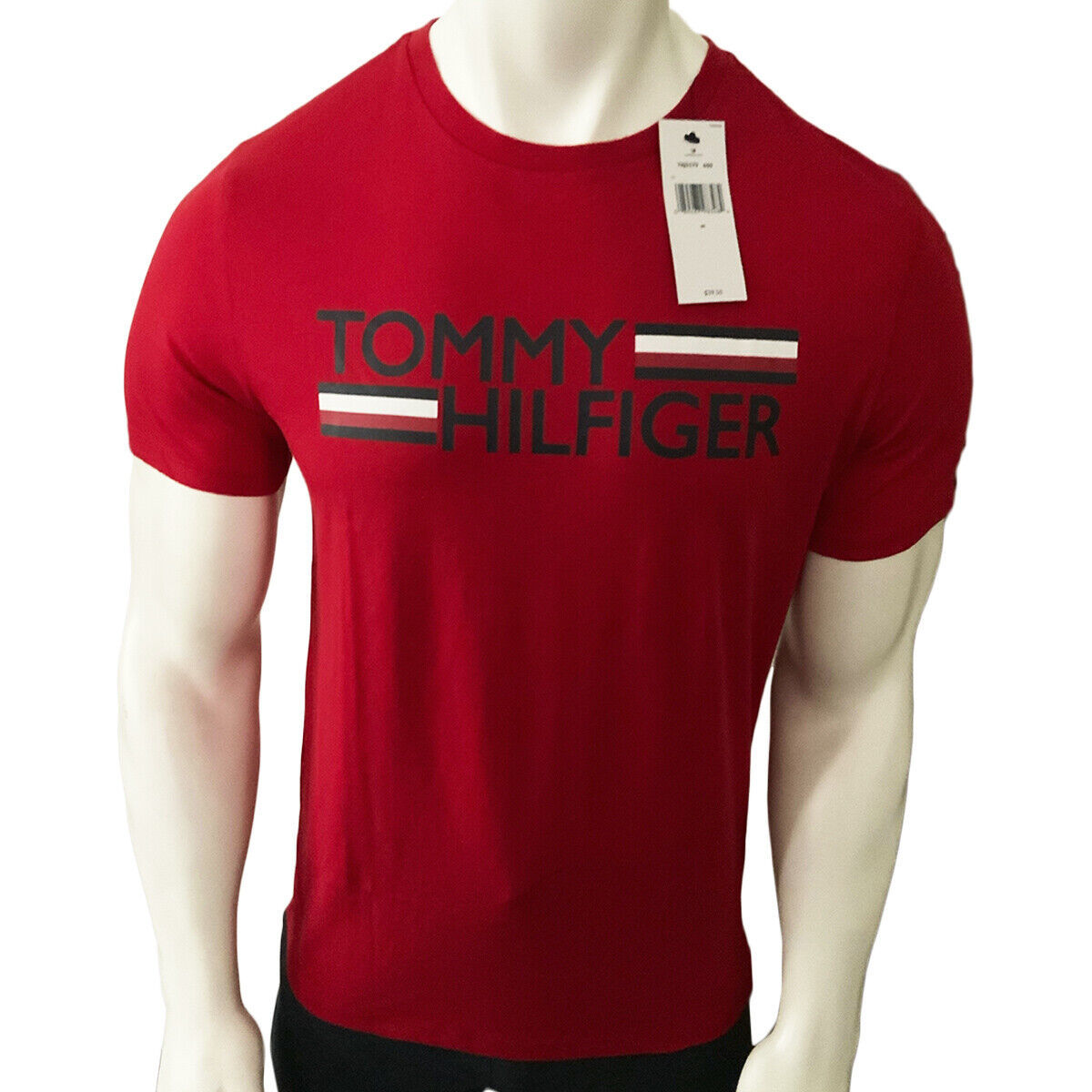 Primary image for NWT TOMMY HILFIGER MSRP $41.99 MEN'S RED JERSEY CREW NECK SHORT SLEEVE T-SHIRT