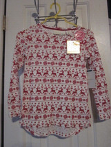 NWT - CYNTHIA ROWLEY Girl&#39;s Red Reindeer Design Size L (6X) Long Sleeve ... - $15.99