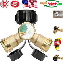 Solid Brass 2-Way Propane Splitter with Gauge for Outdoor Cooking Essent... - $812.19 MXN
