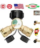 Solid Brass 2-Way Propane Splitter with Gauge for Outdoor Cooking Essent... - $61.53 CAD