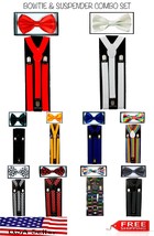 SUSPENDERS and BOW TIE COMBO SET-Tuxedo Classic Fashion Suspender and Bo... - £6.69 GBP+