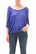 Free People We The Free Womens T-Shirt Semi-Sheer Blue Size Xs - £30.63 GBP