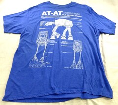 Star Wars AT-AT Imperial Walker Blueprint T-Shirt XL Blue Cotton Blend - $9.50