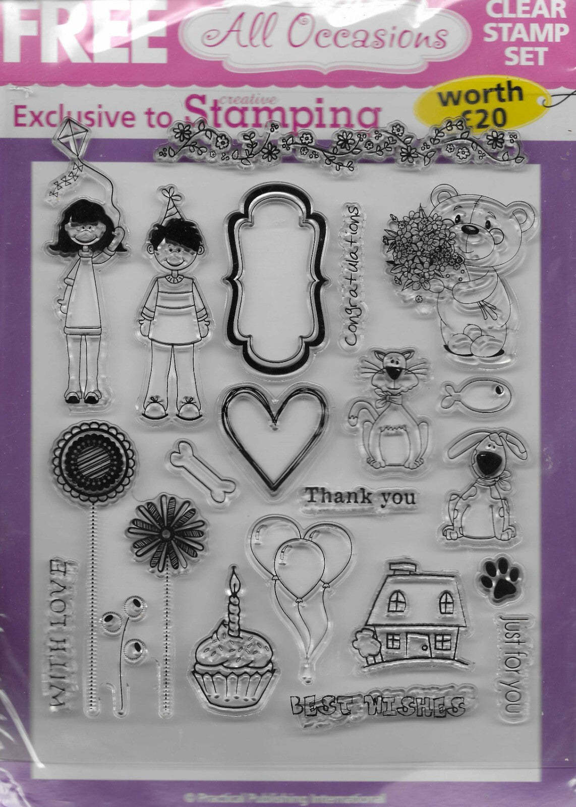 All Occasions Stamp Set. App 18x22cm - $10.00