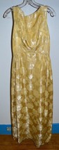 Vintage 1960s Golden Yellow Brocade Floral Flower Long Dress 24&quot; Bust - £20.22 GBP