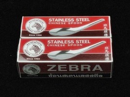 5 Pack of 12 Pcs. Zebra Thai Chinese Asian Stainless Steel Rice &amp; Soup Spoons - £33.56 GBP