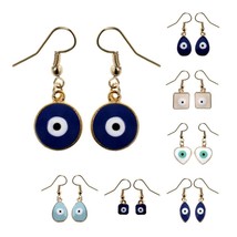 Evil Eye Earrings Good Luck Protection Hypoallergenic Wires Drop New Blue White - £6.25 GBP