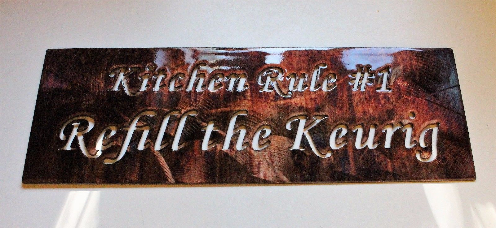 Kitchen Rule #1 Refill the Keurig Metal Wall Art  16" x 5 1/2" - £20.41 GBP