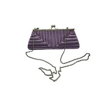 Bijoux Terner Women&#39;s Purple Satin Evening Bag Clutch/Crossbody Kisslock - $186.21 MXN