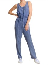 Doe And Rae Scoop Neckline Sleeveless Drawstring Waist Henley Jumpsuit With - $25.00