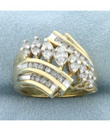 Vintage Marquise and Round Diamond Cocktail Ring in 14k Yellow Gold  - €1.242,06 EUR
