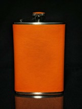 Brizard and Co Flask Racing Orange Leather  8 oz  Made in USA - $115.00