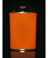 Brizard and Co Flask Racing Orange Leather  8 oz  Made in USA - £90.49 GBP